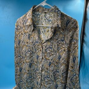 Paisley Print Women’s  Shirt - Blue and Yellow